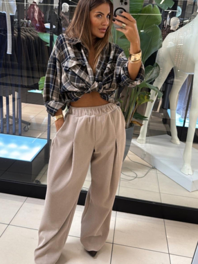 SPODNIE SZTRUKSOWE - beż