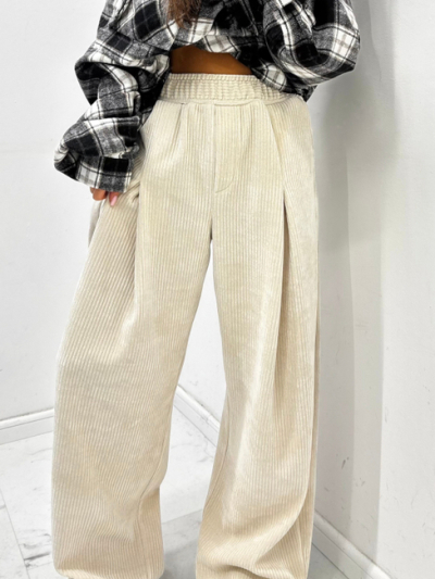 SPODNIE SZTRUKSOWE - jasny beż