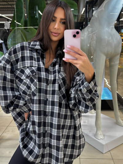 KOSZULA W KRATĘ - czarno-biała