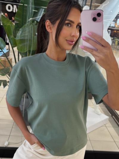 T-SHIRT BASIC - oliwkowy 