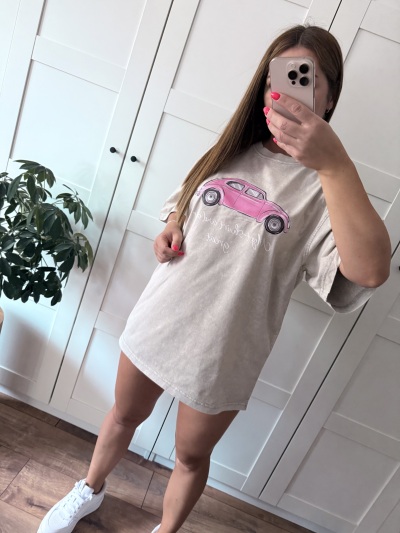 T-SHIRT DEKATYZOWANY GARBUS - szary