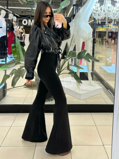 SPODNIE DZWONY LONG - czarne