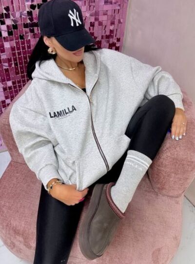 BLUZA Z KAPTUREM LA MILLA - szara